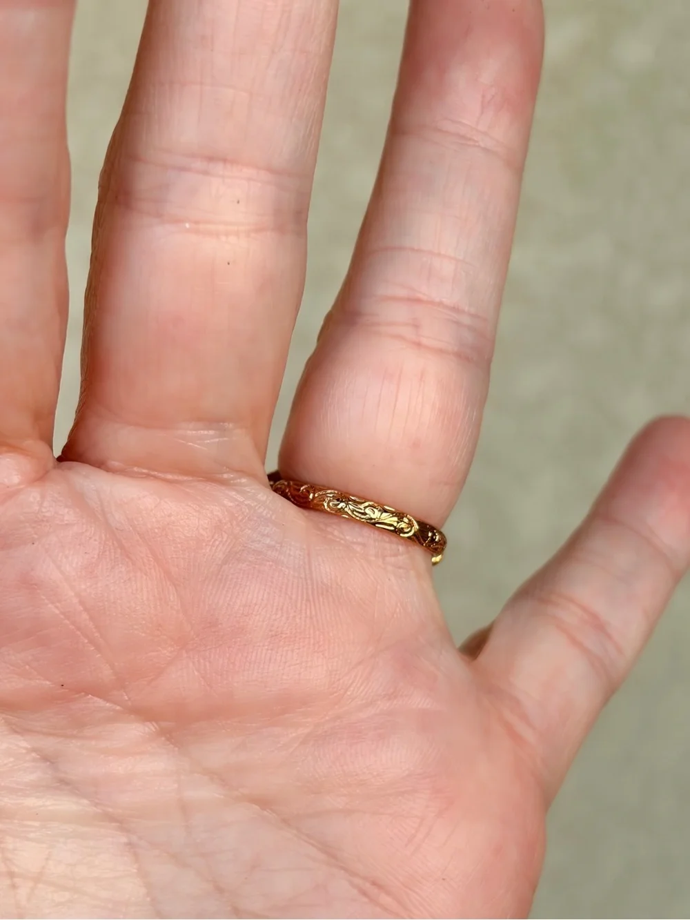 Contemporary Gold-Tone Ring with White Cabochons